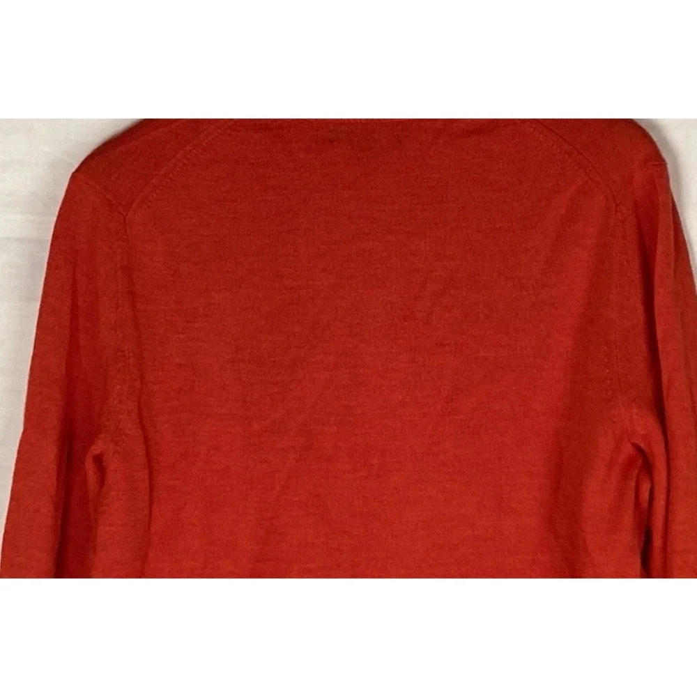 Banana Republic Bright Orange Merino Wool V Neck Stripe Sweater Mens Size L‎